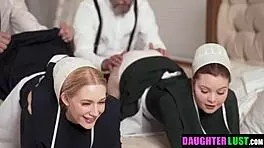 Stepdads discover their stepdaughters' amazing asses in a taboo foursome