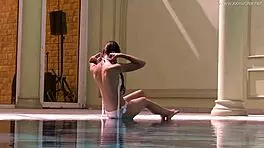 Irina's tight pussy gets wet in pool