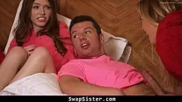 Pervy Stepsisters Trick Stepbrothers into Wild Foursome with Hardcore Riding - Swapsister