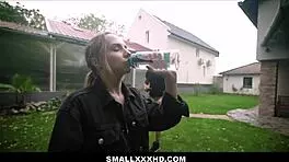 Tiny blonde teen 18+ Mona Blue banged by homeowner to intense orgasms