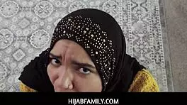 hijabfamily stepsis in hijab pays collateral with deepthroat blowjob on naudi nala