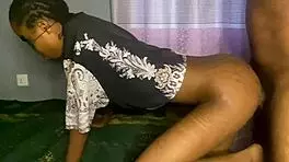 Ebony babe passionately loves getting fucked in doggy position