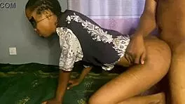 Ebony babe passionately loves getting fucked in doggy position