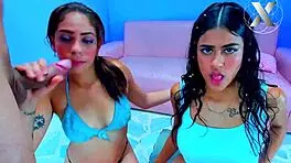 young latinas in pov threesome deepthroating monster cocks with blowbang action