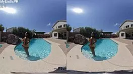 Ebony Teen 18+ Splashes Wetly in Pool, Showcasing Sexy Black Ass in VR180 Preview