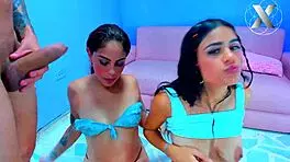 young latinas in pov threesome deepthroating monster cocks with blowbang action