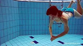 Martina's Tight Pussy Teases In Blue Bikini Underwater