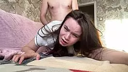 Neighbor roughly fucks submissive housewife, making her scream and cum