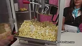 Slutty waitresses sharing big dick at work