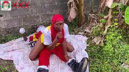 oh wow, african santa fucks horny stepdaughter with big cock in the bush on new year!