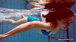 Martina's Tight Pussy Teases In Blue Bikini Underwater