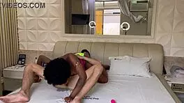 Hairy ebony deepthroats monster cock, wets me in motel