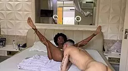 Hairy ebony deepthroats monster cock, wets me in motel