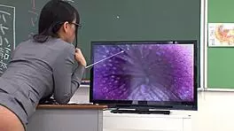 skinny japanese teacher seduces for double creampie in classroom