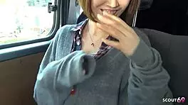 Petite Asian girl picked up for first-time car suck by old stranger