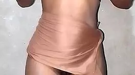 Petite african girl shows her small tits and black pussy