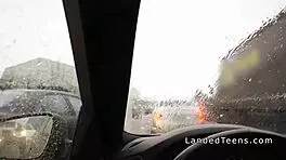 Shaved Teen Girl Takes Anal In Car POV