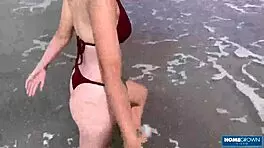 Lolipop's shaved pussy creampied after kinky cowgirl fucking in lingerie 😈🍭