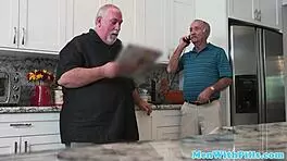 Pierced teen sucks cock for old guy 😏