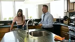 Dirty dude tests daughter-in-law's juicy pussy! 🍑