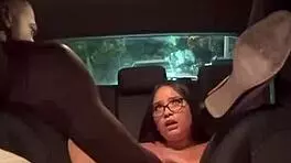 App Driver's Big Cock Gets Sucked While Fiancé Drives, Cum Swallowing Fun with Monster Shaft