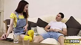 damn, my dirty step sis got me so turned on, had to nail that shaved pussy