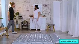 sexy brunette masseuse gives wet nuru massage to michael vegas