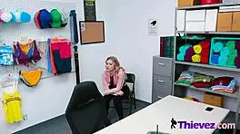 Cute Teen Shoplifter Trades Freedom For Blowjob