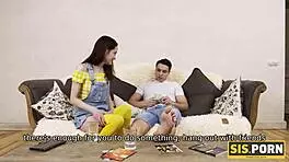 damn, my dirty step sis got me so turned on, had to nail that shaved pussy