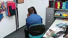 Curly Shoplifter Rides Guard's Prick So Tight!
