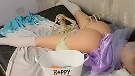Blonde enjoys first anal on Halloween night