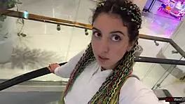 Crazy teen gives public blowjob