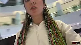 Crazy teen gives public blowjob