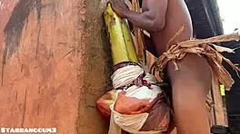 village warrior getting wild with something huge! 😜