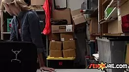 Blonde Tattooed Bitch Punished by Fucking Security Guard in Shop Uniform for Stealing