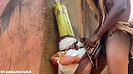 village warrior getting wild with something huge! 😜