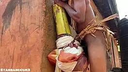 village warrior getting wild with something huge! 😜