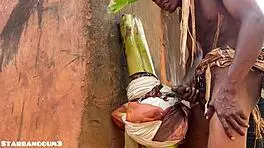 village warrior getting wild with something huge! 😜