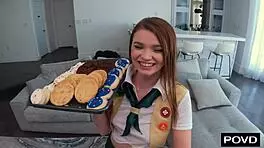I’m so thrilled Mazy Myers lets her boyfriend cream inside her girl scout cookie!