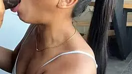 Latina brunette gets face fucked by monster cock