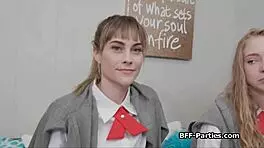 I’m wild at this foursome dorm blowjob party tonight