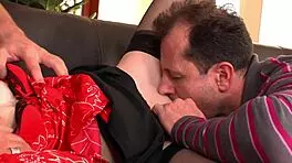 Kate Gold swallows after her ass and pussy get fucked dp style