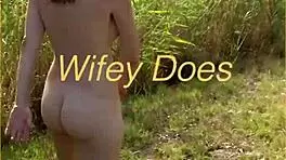 Young wife’s first nude walk outdoors, so daring! 😍