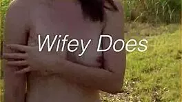 Young wife’s first nude walk outdoors, so daring! 😍