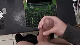 cumming on another machine at work, hear me moan at the end