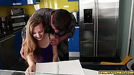 Step Dad Fucks Marissa Mae's Pussy On His Top With Monster Cock.