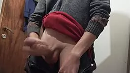 skinny young girl masturbates with big cock toy