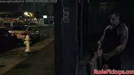 Glasses teen gets public facial from dom