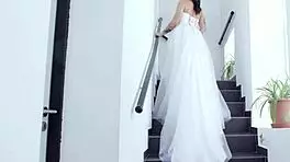 Can you believe slammed bride Lena Coxx takes 4on1 BBC with rough DAP and swallows cum?