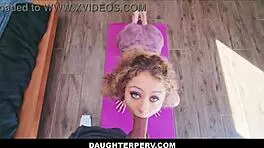 tiny stepdaughter, doing yoga with stepdad's big cock?